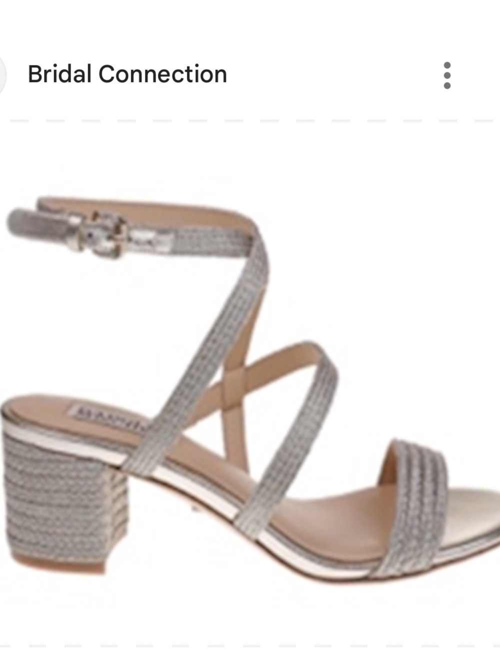 Badgley Mischka Silver Metallic Strappy Block Heel Sandal